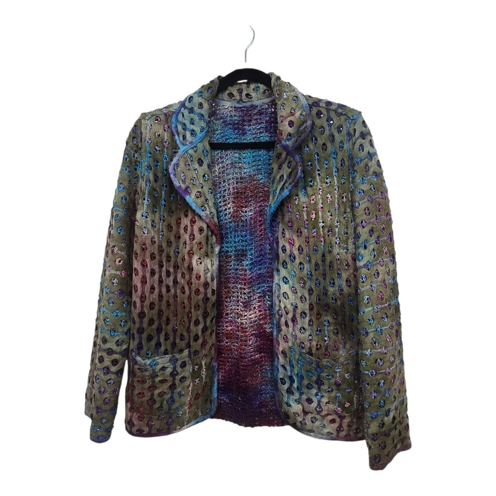 Parsley Sage Reversible Blazer Jacket Women's SM Colorful Artsy Art-to-wear Silk